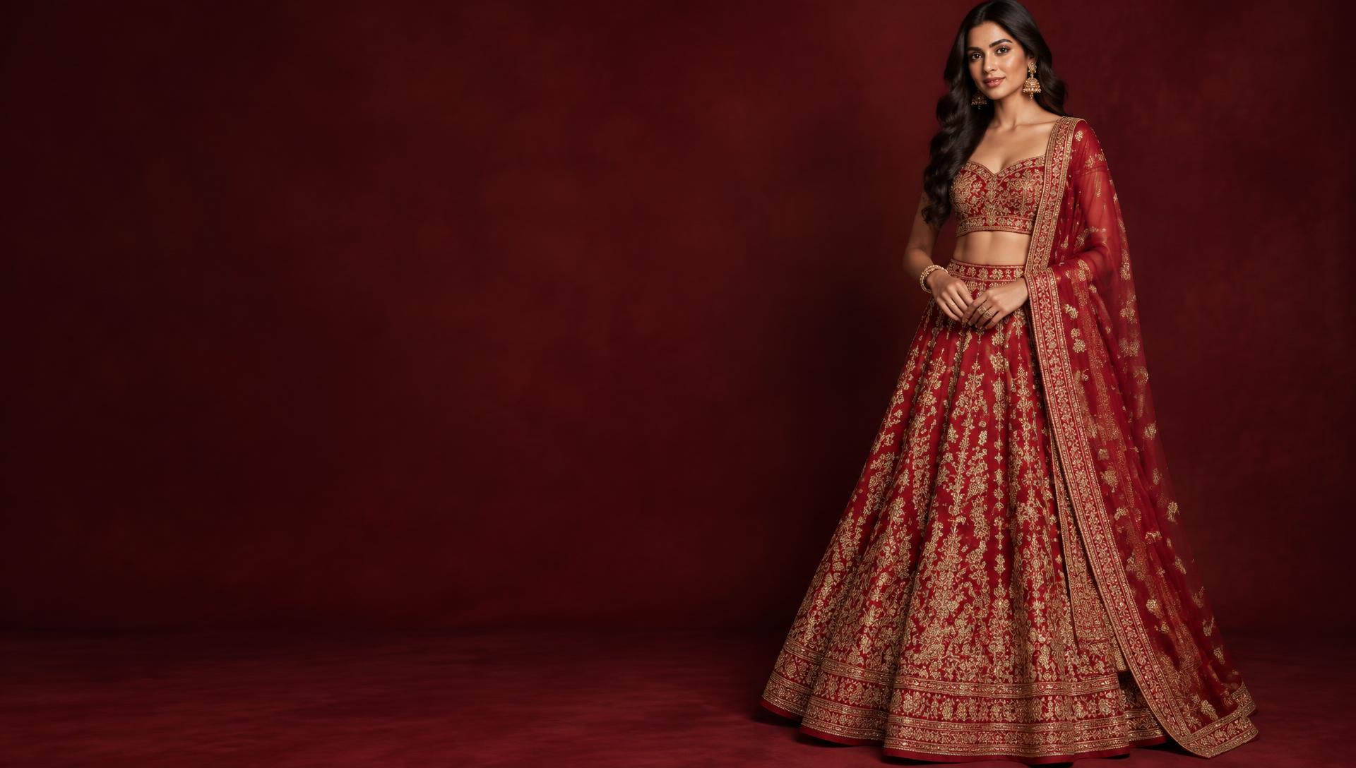 Festive Indian fashion in rich burgundy and gold