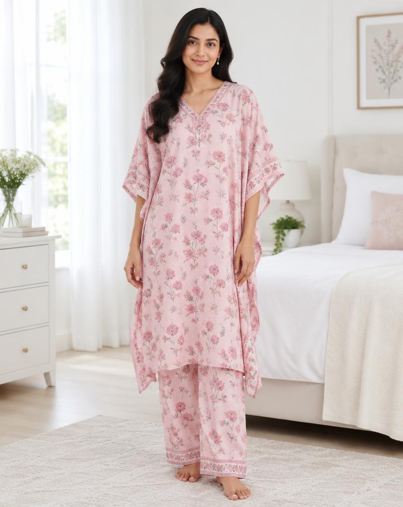Soft Cotton Kaftan Night Set