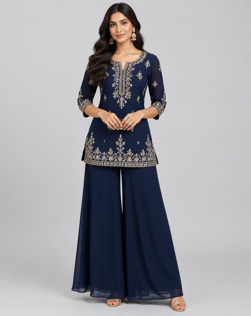 Midnight Georgette Palazzo Set